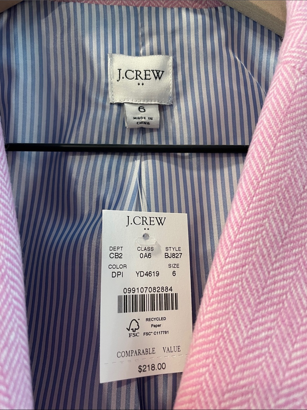 J. Crew Factory Schoolboy Pink Tailored Blazer with Gold Buttons size 6 NWT - Picture 2 of 8